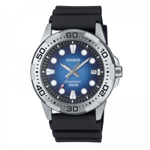 Casio MTD 140 2AVDF Silver Blue Dial Black Rubber